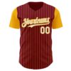 Custom Crimson Gold Pinstripe White Authentic Two Tone Baseball Jersey