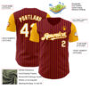 Custom Crimson Gold Pinstripe White Authentic Two Tone Baseball Jersey