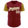Custom Crimson Old Gold Pinstripe White Authentic Two Tone Baseball Jersey