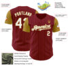 Custom Crimson Old Gold Pinstripe White Authentic Two Tone Baseball Jersey