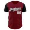 Custom Crimson Black Pinstripe White Authentic Two Tone Baseball Jersey