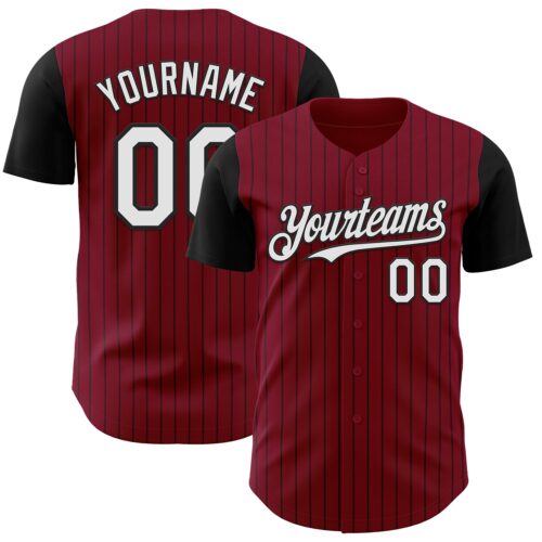 TwoTone1305 Custom Crimson Black Pinstripe White Authentic Two Tone Baseball Jersey
