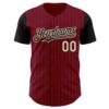 Custom Crimson Black Pinstripe Cream Authentic Two Tone Baseball Jersey