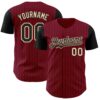Custom Crimson Black Pinstripe Cream Authentic Two Tone Baseball Jersey