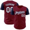 Custom Crimson Navy Pinstripe White Authentic Two Tone Baseball Jersey