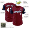 Custom Crimson Navy Pinstripe White Authentic Two Tone Baseball Jersey