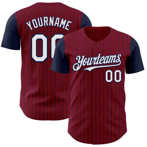TwoTone1307 Custom Crimson Navy Pinstripe White Authentic Two Tone Baseball Jersey