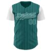 Custom Teal White Pinstripe White Authentic Two Tone Baseball Jersey