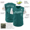 Custom Teal White Pinstripe White Authentic Two Tone Baseball Jersey