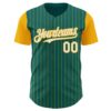 Custom Teal Gold Pinstripe White Authentic Two Tone Baseball Jersey