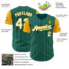 Custom Teal Gold Pinstripe White Authentic Two Tone Baseball Jersey