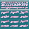Custom Teal Pink Pinstripe White Authentic Two Tone Baseball Jersey