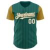 Custom Teal Old Gold Pinstripe White Authentic Two Tone Baseball Jersey