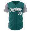 Custom Teal Gray Pinstripe White Authentic Two Tone Baseball Jersey