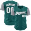 Custom Teal Gray Pinstripe White Authentic Two Tone Baseball Jersey