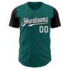 Custom Teal Black Pinstripe White Authentic Two Tone Baseball Jersey