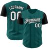 Custom Teal Black Pinstripe White Authentic Two Tone Baseball Jersey