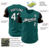 Custom Teal Black Pinstripe White Authentic Two Tone Baseball Jersey