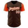 Custom Brown Orange Pinstripe White Authentic Two Tone Baseball Jersey