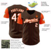 Custom Brown Orange Pinstripe White Authentic Two Tone Baseball Jersey