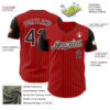 Custom Red Black Pinstripe White Authentic Two Tone Baseball Jersey