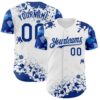 Custom White Royal Splatter Camo Two Tone Authentic Baseball Jersey