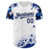 Custom White Navy Splatter Camo Two Tone Authentic Baseball Jersey