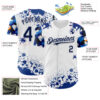 Custom White Navy Splatter Camo Two Tone Authentic Baseball Jersey