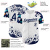 Custom White Navy-Teal Splatter Camo Two Tone Authentic Baseball Jersey
