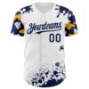Custom White Navy-Yellow Splatter Camo Two Tone Authentic Baseball Jersey