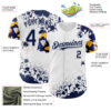 Custom White Navy-Yellow Splatter Camo Two Tone Authentic Baseball Jersey