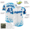 Custom White Royal-Sky Blue Splatter Camo Two Tone Authentic Baseball Jersey