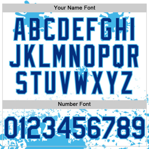 Custom White Royal-Sky Blue Splatter Camo Two Tone Authentic Baseball Jersey