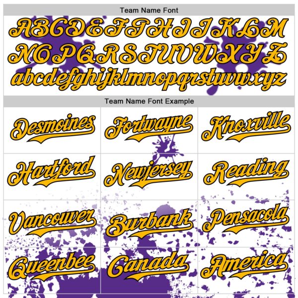 Custom White Gold Black-Purple Splatter Camo Two Tone Authentic Baseball Jersey