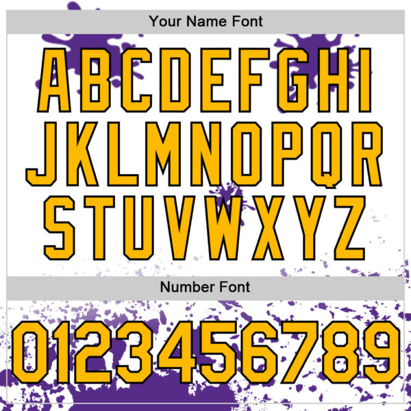 Custom White Gold Black-Purple Splatter Camo Two Tone Authentic Baseball Jersey