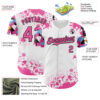 Custom White Pink Black-Blue Splatter Camo Two Tone Authentic Baseball Jersey