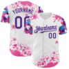 Custom White Purple Pink-Blue Splatter Camo Two Tone Authentic Baseball Jersey