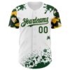 Custom White Green Cream-Yellow Splatter Camo Two Tone Authentic Baseball Jersey