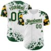 Custom White Green Cream-Yellow Splatter Camo Two Tone Authentic Baseball Jersey