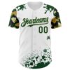 Custom White Green-Cream Splatter Camo Two Tone Authentic Baseball Jersey