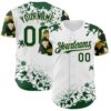Custom White Green-Cream Splatter Camo Two Tone Authentic Baseball Jersey