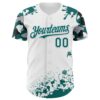 Custom White Teal Black-Gray Splatter Camo Two Tone Authentic Baseball Jersey