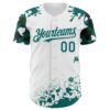 Custom White Teal-Black Splatter Camo Two Tone Authentic Baseball Jersey