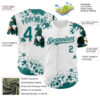 Custom White Teal-Black Splatter Camo Two Tone Authentic Baseball Jersey