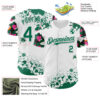 Custom White Kelly Green Pink-Black Splatter Camo Two Tone Authentic Baseball Jersey