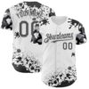 Custom White Steel Gray-Black Splatter Camo Two Tone Authentic Baseball Jersey