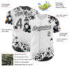 Custom White Steel Gray-Black Splatter Camo Two Tone Authentic Baseball Jersey