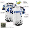 Custom White Royal-Black Splatter Camo Two Tone Authentic Baseball Jersey