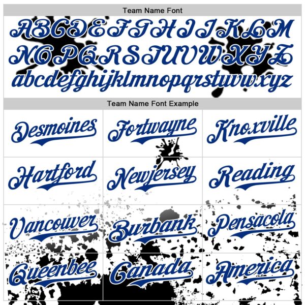 Custom White Royal-Black Splatter Camo Two Tone Authentic Baseball Jersey