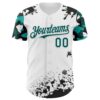 Custom White Midnight Green-Black Splatter Camo Two Tone Authentic Baseball Jersey